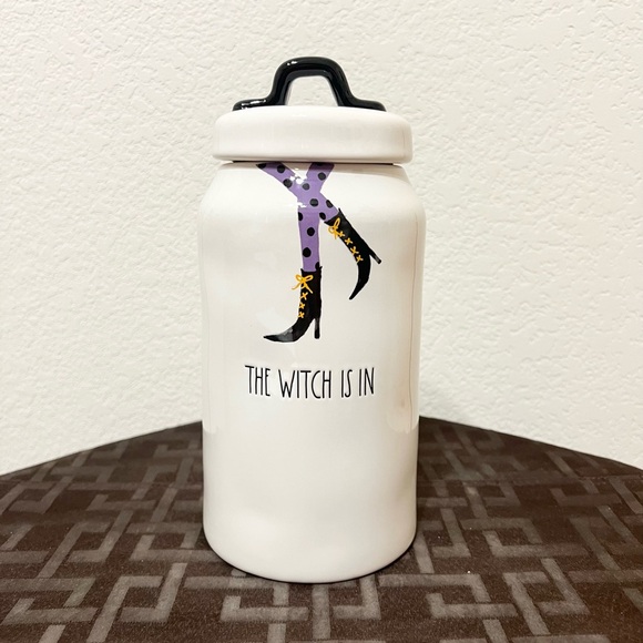 Rae Dunn Halloween THE WITCH IS IN canister and I PUT A SPELL ON YOU mug - Picture 2 of 12